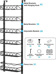 Danoz Direct - 6 Tier Adjustable Baskets Over Door Pantry Organiser for Home Kitchen - danozdirect