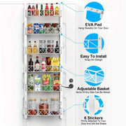Danoz Direct - 6 Tier Adjustable Baskets Over Door Pantry Organiser for Home Kitchen - danozdirect