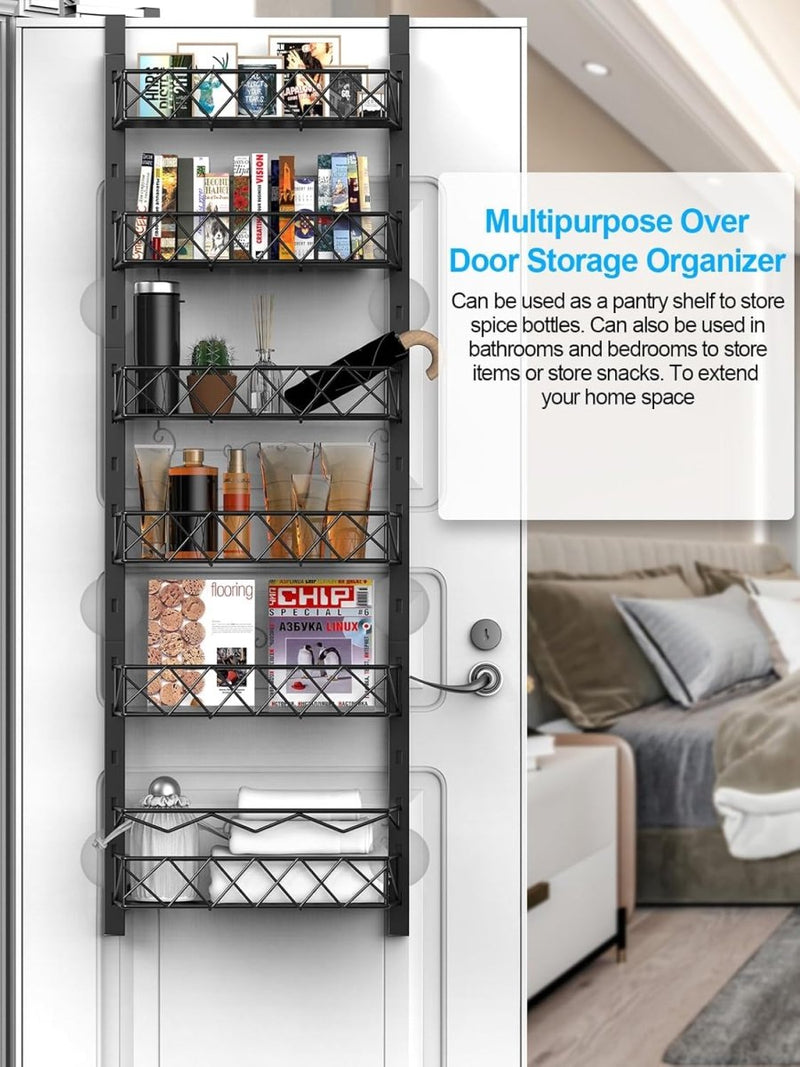 Danoz Direct - 6 Tier Adjustable Baskets Over Door Pantry Organiser for Home Kitchen - danozdirect