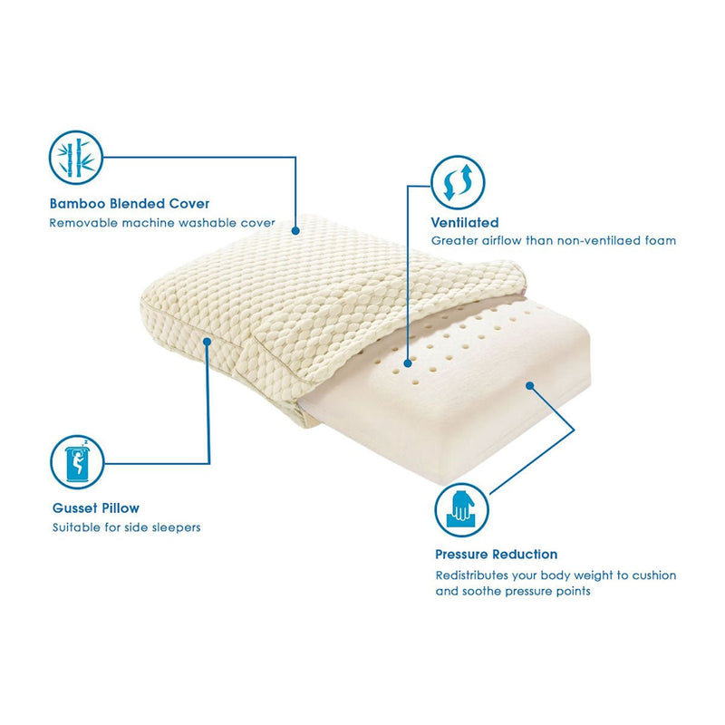 Danoz Direct - Alastairs Nature Basics Sleep System Memory Foam Gusset Pillow 65 x 40 x 13cm - danozdirect