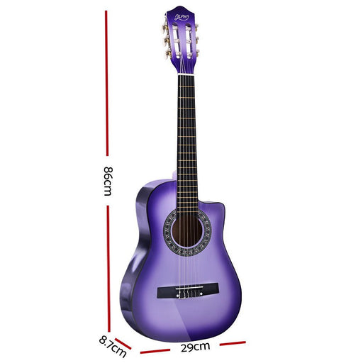 Danoz Direct - Alpha 34 Inch Classical Guitar Wooden Body Nylon String Beginner Kids Gift Purple - danozdirect