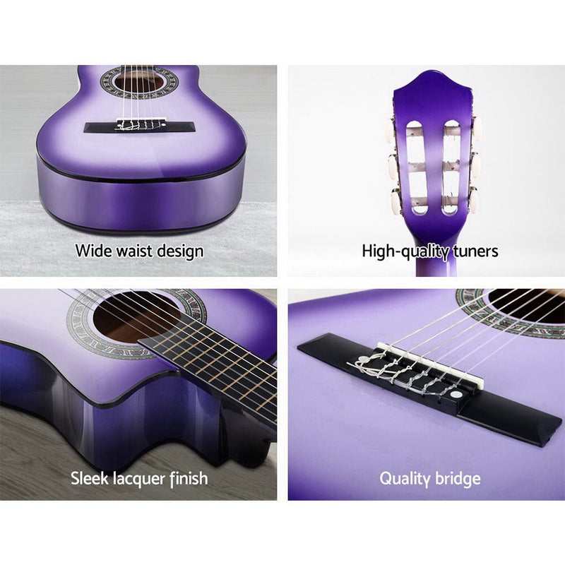 Danoz Direct - Alpha 34 Inch Classical Guitar Wooden Body Nylon String Beginner Kids Gift Purple - danozdirect