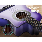 Danoz Direct - Alpha 34 Inch Classical Guitar Wooden Body Nylon String w/ Stand Beignner Purple - danozdirect