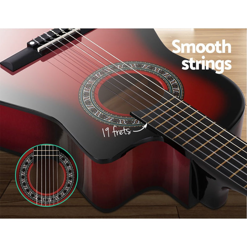 Danoz Direct - Alpha 34 Inch Classical Guitar Wooden Body Nylon String w/ Stand Beignner Red - danozdirect
