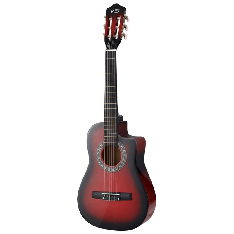 Danoz Direct - Alpha 34 Inch Classical Guitar Wooden Body Nylon String w/ Stand Beignner Red - danozdirect
