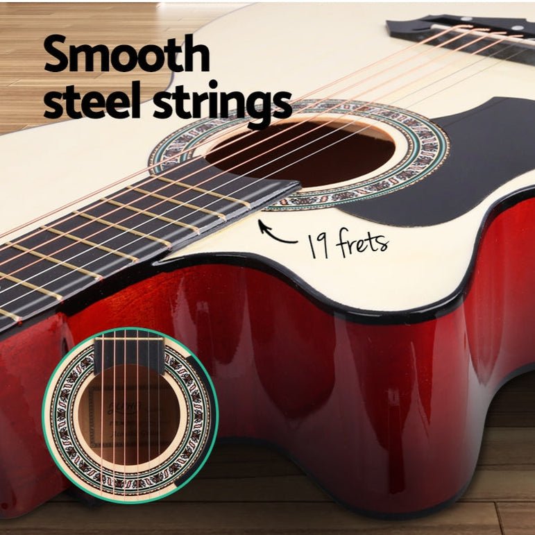 Danoz Direct - Alpha 38 Inch Acoustic Guitar Wooden Body Steel String Full Size Left Handed - danozdirect