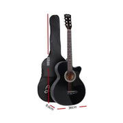 Danoz Direct - Alpha 38 Inch Acoustic Guitar Wooden Body Steel String Full Size w/ Stand Black - danozdirect