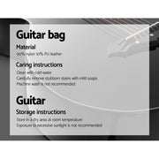 Danoz Direct - Alpha 38 Inch Acoustic Guitar Wooden Body Steel String Full Size w/ Stand Black - danozdirect
