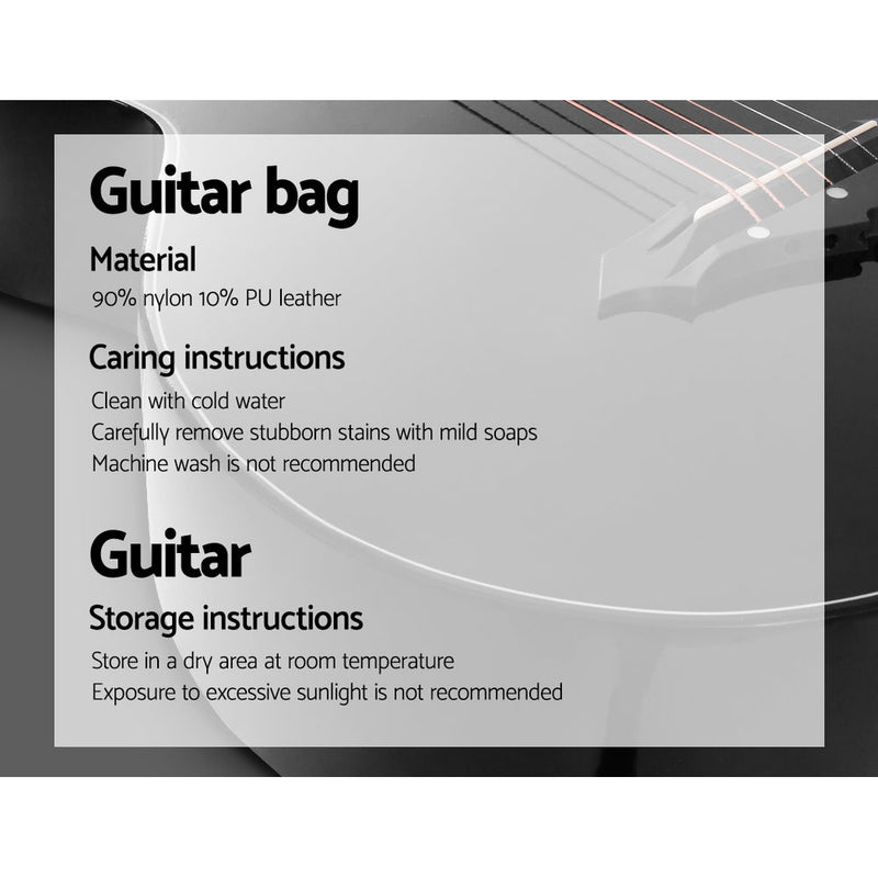 Danoz Direct - Alpha 38 Inch Acoustic Guitar Wooden Body Steel String Full Size w/ Stand Black - danozdirect