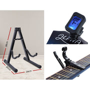 Danoz Direct - Alpha 38 Inch Acoustic Guitar Wooden Body Steel String Full Size w/ Stand Blue - danozdirect