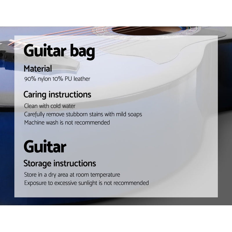 Danoz Direct - Alpha 38 Inch Acoustic Guitar Wooden Body Steel String Full Size w/ Stand Blue - danozdirect