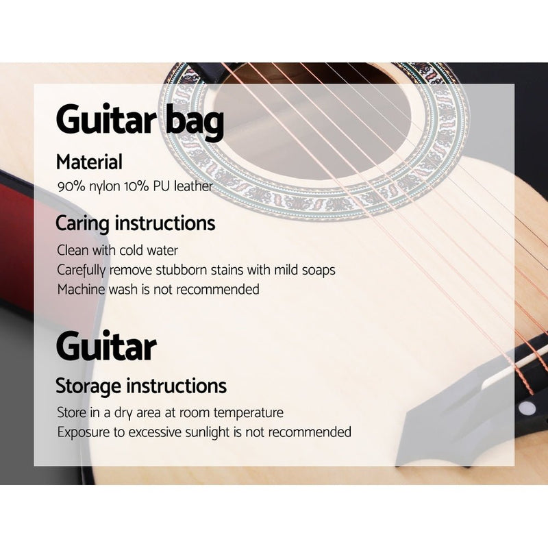 Danoz Direct - Alpha 38 Inch Acoustic Guitar Wooden Body Steel String Full Size w/ Stand Wood - danozdirect