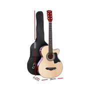 Danoz Direct - Alpha 38 Inch Acoustic Guitar Wooden Body Steel String Full Size w/ Stand Wood - danozdirect