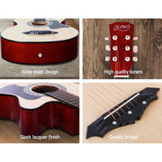 Danoz Direct - Alpha 38 Inch Acoustic Guitar Wooden Body Steel String Full Size w/ Stand Wood - danozdirect