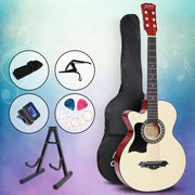 Danoz Direct - Alpha 38 Inch Acoustic Guitar Wooden Body Steel String w/ Stand Left Handed - danozdirect