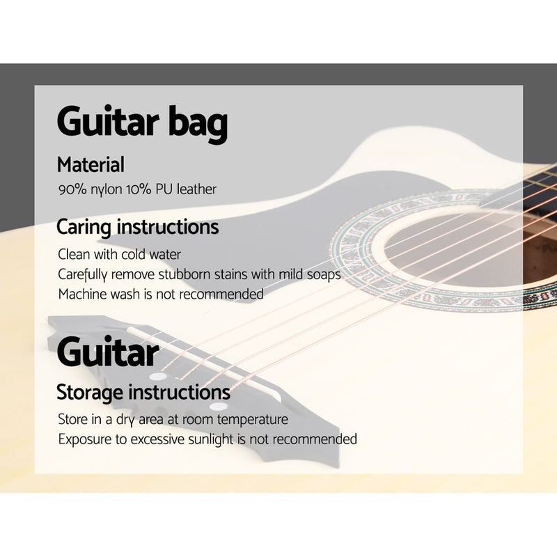 Danoz Direct - Alpha 38 Inch Acoustic Guitar Wooden Body Steel String w/ Stand Left Handed - danozdirect