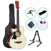 Danoz Direct - Alpha 38 Inch Acoustic Guitar Wooden Body Steel String w/ Stand Left Handed - danozdirect