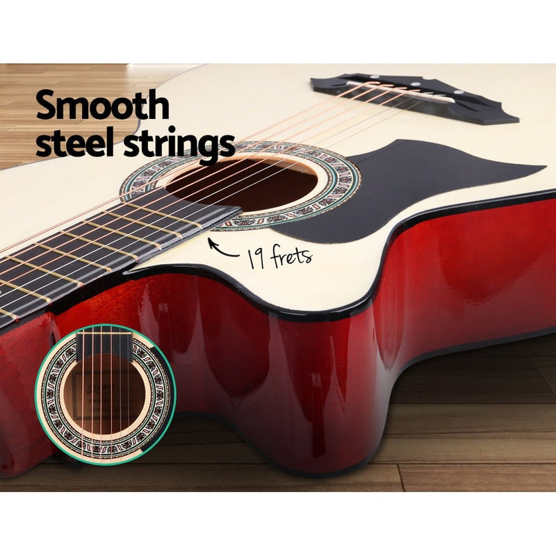 Danoz Direct - Alpha 38 Inch Acoustic Guitar Wooden Body Steel String w/ Stand Left Handed - danozdirect