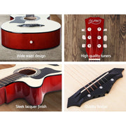 Danoz Direct - Alpha 38 Inch Acoustic Guitar Wooden Body Steel String w/ Stand Left Handed - danozdirect