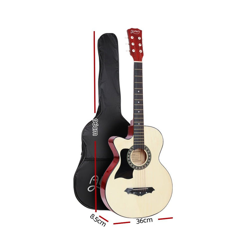 Danoz Direct - Alpha 38 Inch Acoustic Guitar Wooden Body Steel String w/ Stand Left Handed - danozdirect
