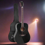 Danoz Direct - Alpha 41 Inch Acoustic Guitar Wooden Body Steel String Dreadnought Black - danozdirect