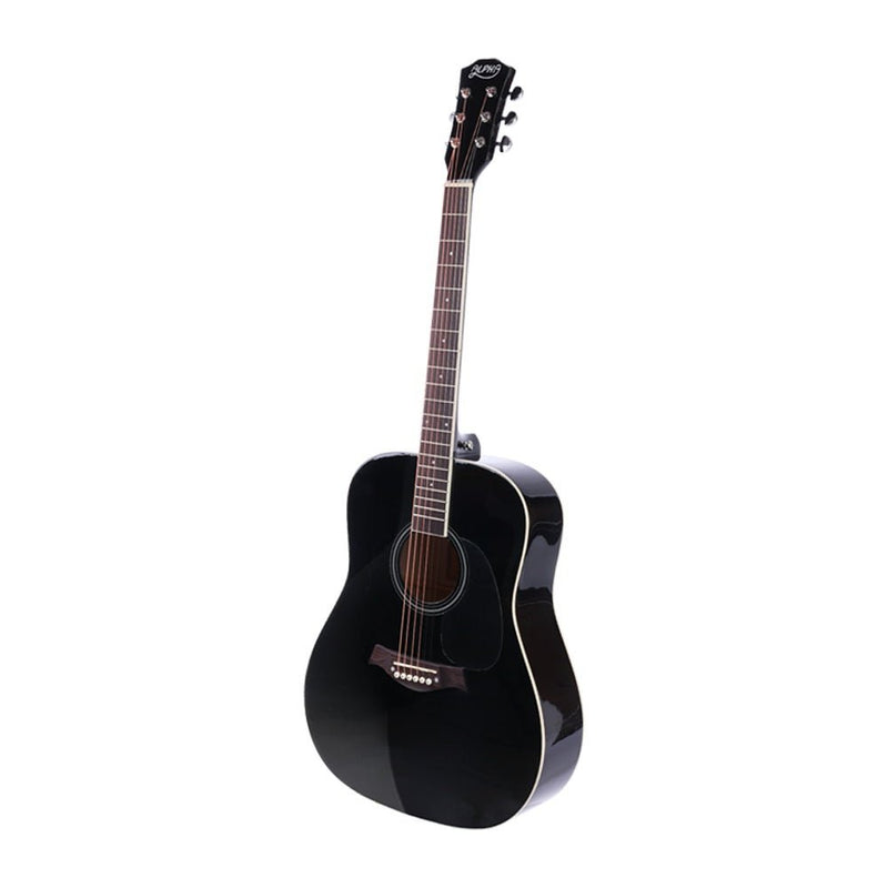 Danoz Direct - Alpha 41 Inch Acoustic Guitar Wooden Body Steel String Dreadnought Black - danozdirect