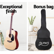 Danoz Direct - Alpha 41 Inch Acoustic Guitar Wooden Body Steel String Dreadnought Wood - danozdirect