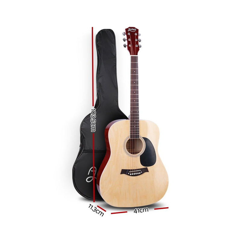 Danoz Direct - Alpha 41 Inch Acoustic Guitar Wooden Body Steel String Dreadnought Wood - danozdirect
