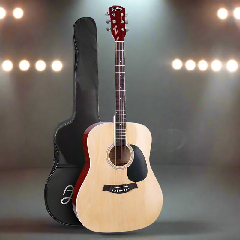 Danoz Direct - Alpha 41 Inch Acoustic Guitar Wooden Body Steel String Dreadnought Wood - danozdirect