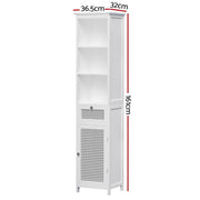 Danoz Direct - Artiss Bathroom Cabinet Storage 161cm White Rattan Tallboy Toilet Cupboard - danozdirect