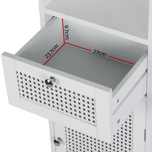 Danoz Direct - Artiss Bathroom Cabinet Storage 161cm White Rattan Tallboy Toilet Cupboard - danozdirect