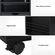 Danoz Direct - Artiss Bedside Table USB Charging with LED Adjustable Laptop Tray - TALA Black - danozdirect