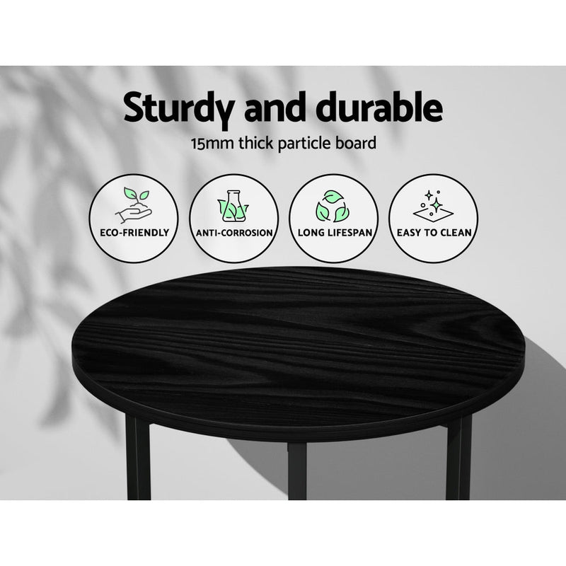 Danoz Direct - Artiss Coffee Table Side Table Round Black Martha - danozdirect