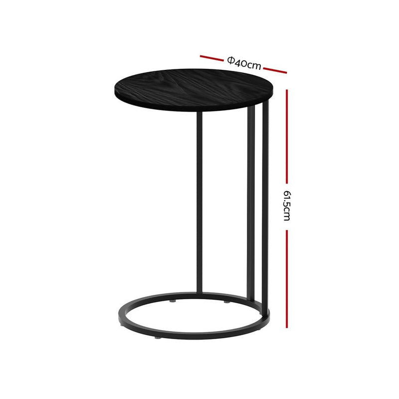 Danoz Direct - Artiss Coffee Table Side Table Round Black Martha - danozdirect