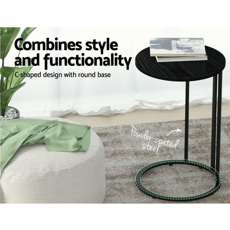 Danoz Direct - Artiss Coffee Table Side Table Round Black Martha - danozdirect