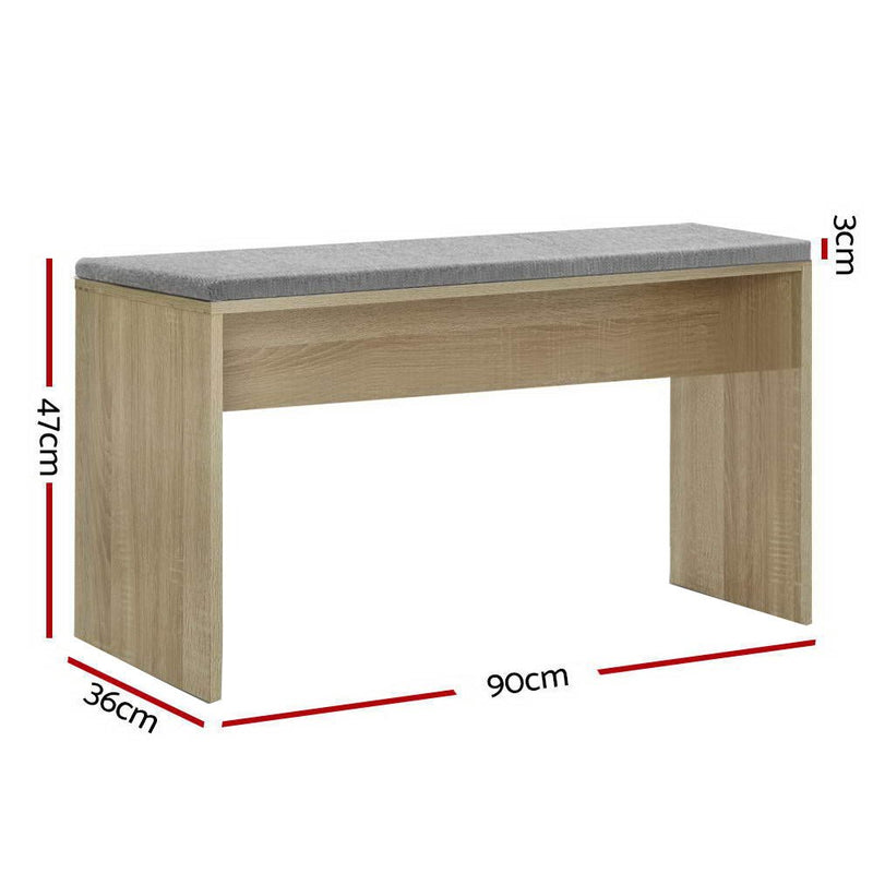 Danoz Direct - Artiss Dining Bench Upholstery Seat Wooden Chair Oak 90cm - danozdirect