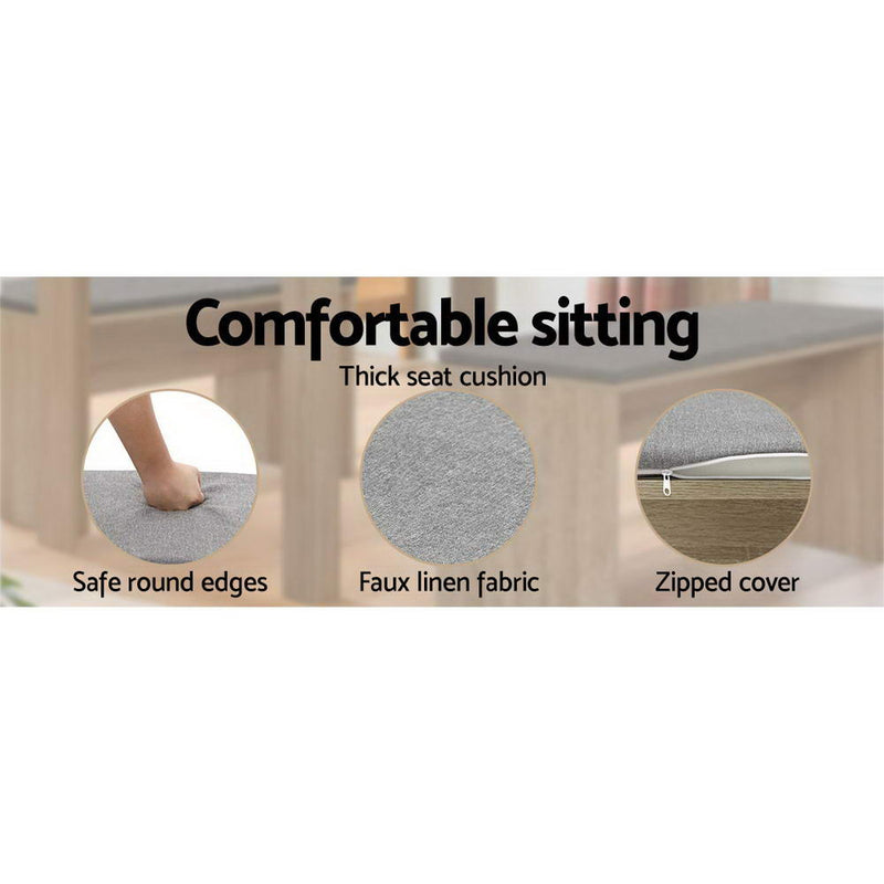 Danoz Direct - Artiss Dining Bench Upholstery Seat Wooden Chair Oak 90cm - danozdirect