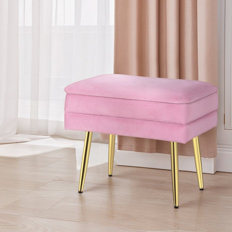 Danoz Direct - Artiss Ottoman Storage Foot Stool Velvet Pink - danozdirect