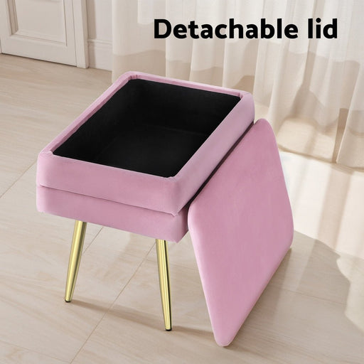 Danoz Direct - Artiss Ottoman Storage Foot Stool Velvet Pink - danozdirect