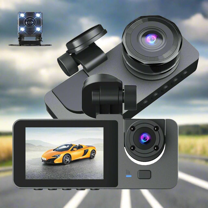 Danoz Direct - Black A2 Triple Lens Car Dash Camera Recorder - danozdirect