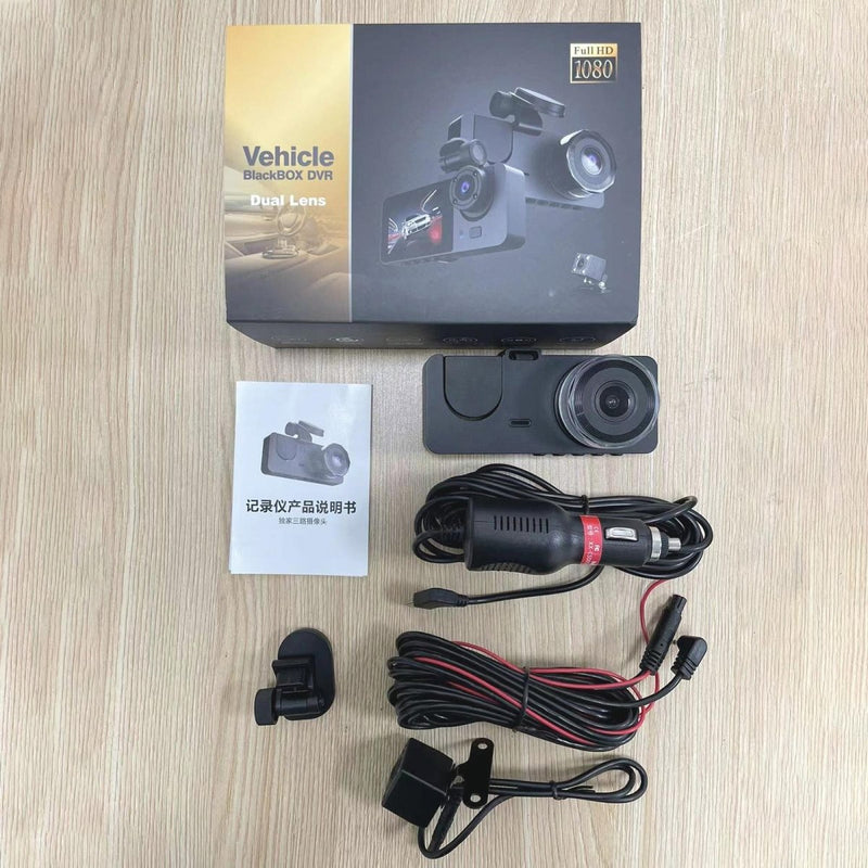 Danoz Direct - Black A2 Triple Lens Car Dash Camera Recorder - danozdirect