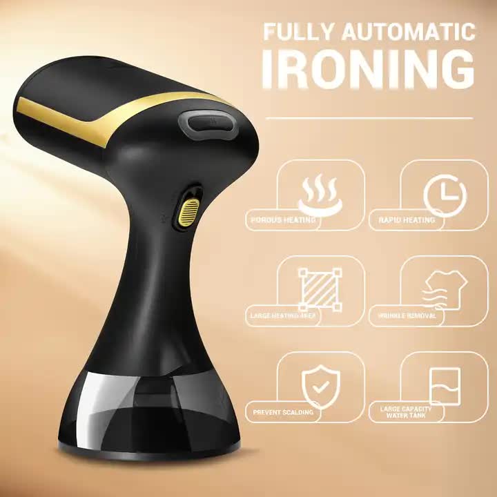 Danoz Direct - Black Handheld Garment Steamer - Portable Mini Steam Iron for Home Use, Wrinkle Remover & Fabric Freshener, Small Travel - Friendly. - danozdirect