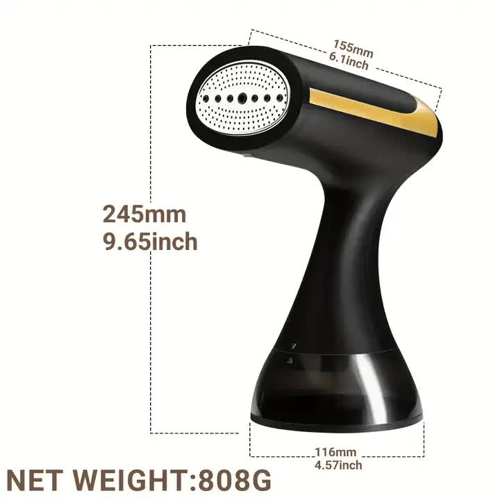 Danoz Direct - Black Handheld Garment Steamer - Portable Mini Steam Iron for Home Use, Wrinkle Remover & Fabric Freshener, Small Travel - Friendly. - danozdirect