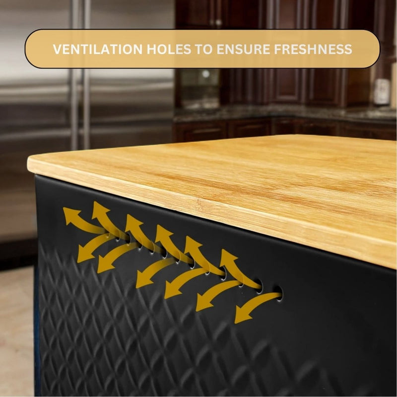 Danoz Direct - Bread Bin with Bamboo Lid used as Chopping Board for Kitchen Countertop - danozdirect