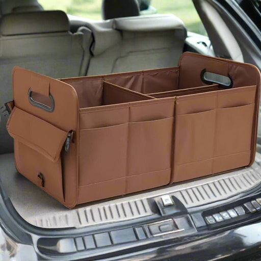 Danoz Direct - Brown Car Storage Box - Foldable Waterproof Trunk Organizer - danozdirect