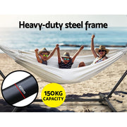 Danoz Direct Camping ⛺ Gardeon Hammock Bed Camping Chair Outdoor Lounge Single Cotton with Stand - danozdirect