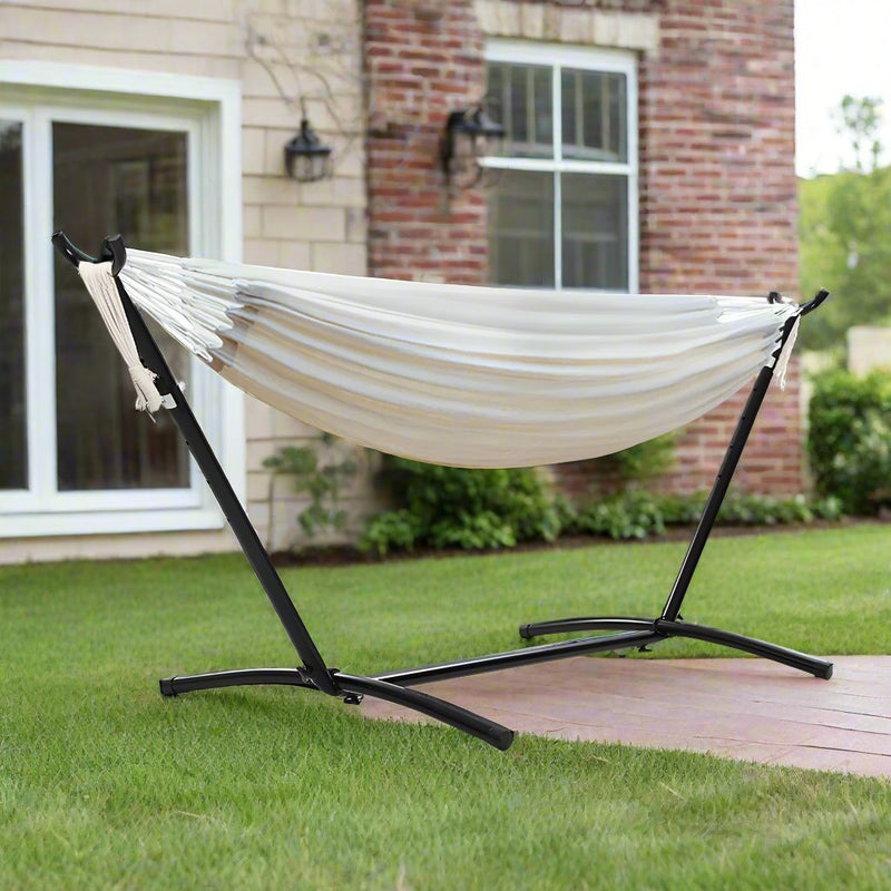 Danoz Direct Camping ⛺ Gardeon Hammock Bed Camping Chair Outdoor Lounge Single Cotton with Stand - danozdirect