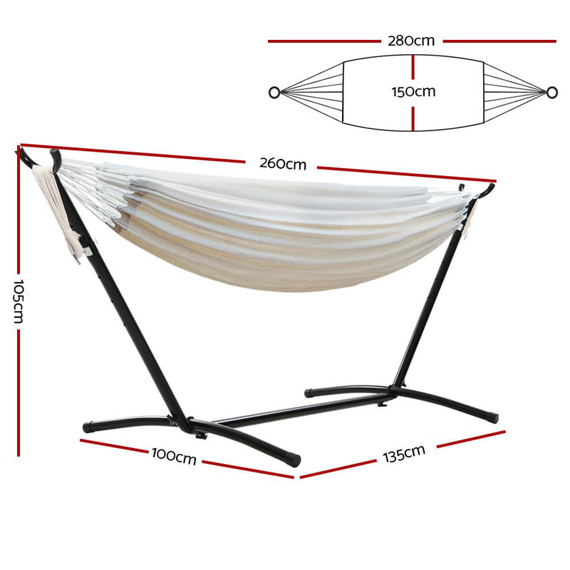 Danoz Direct Camping ⛺ Gardeon Hammock Bed Camping Chair Outdoor Lounge Single Cotton with Stand - danozdirect