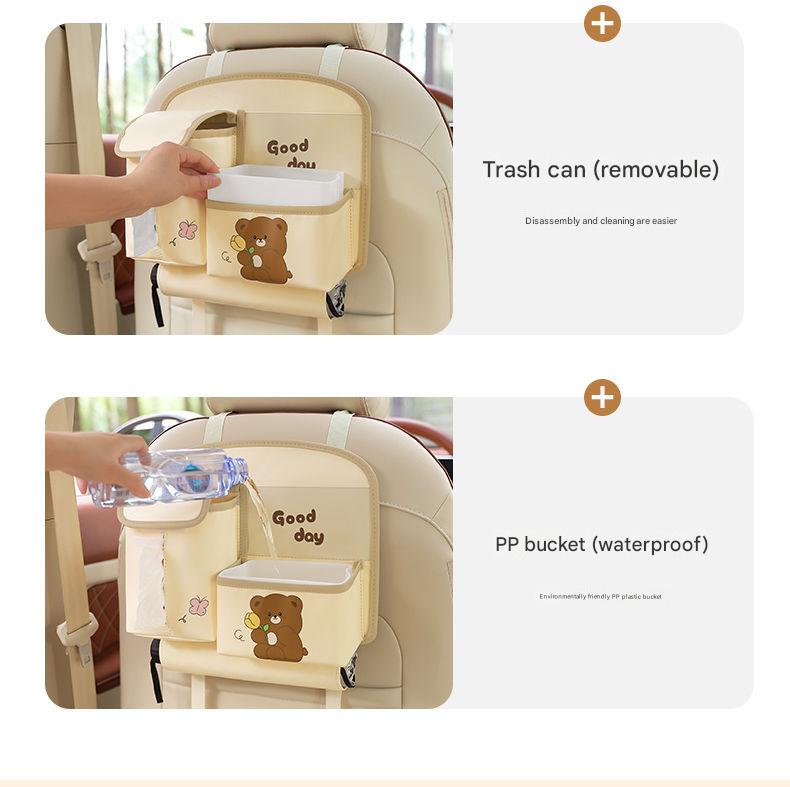 Danoz Direct - Car Seat Back Organizer with Practical design - Multi - Pocket Storage for Tissues and Gadgets - Beige - danozdirect