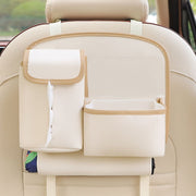 Danoz Direct - Car Seat Back Organizer with Practical design - Multi - Pocket Storage for Tissues and Gadgets - Beige - danozdirect